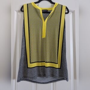 Jones New York Yellow and Black Sleeveless Top
